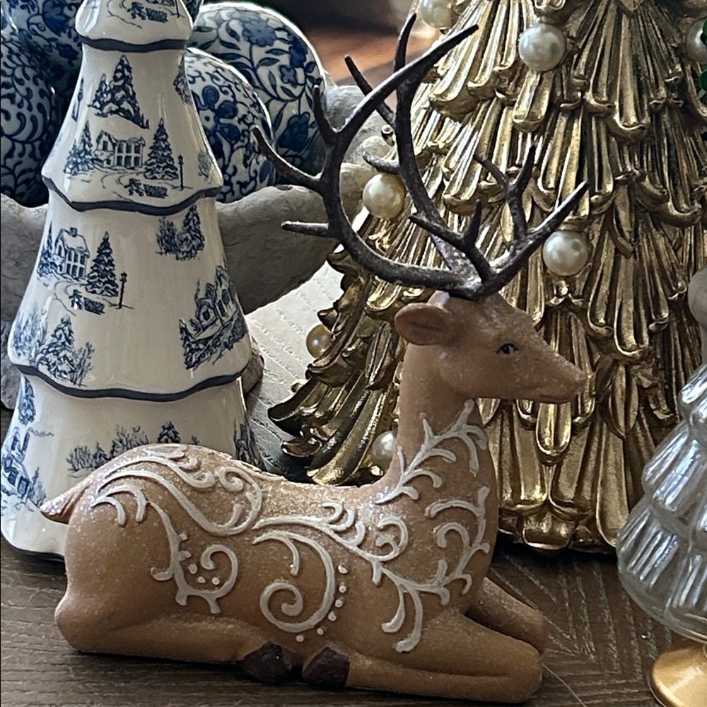 NEW! Vintage Inspired Gingerbread Holiday Santa Reindeer Figurine - Picture 10 of 11